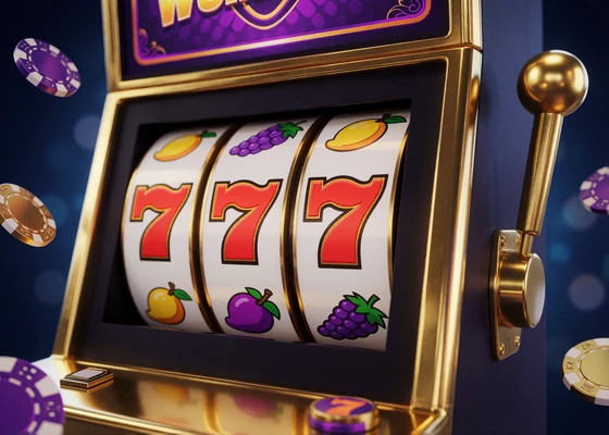 Goldener Spielautomat mit Sieben-Symbolen und fallenden Chips als Symbol f&uuml;r die Slots im BetScore Casino